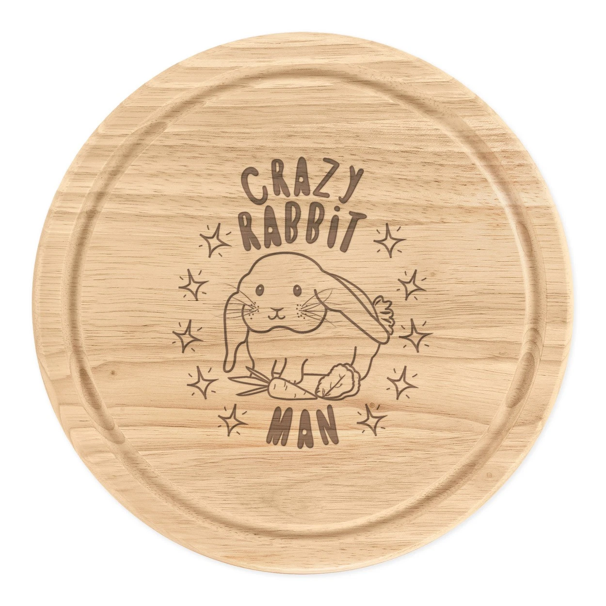 Crazy Rabbit Man Stars Round Chopping Cheese Board Funny Animal Joke