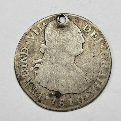 1810 NG Guatemala Silver 2 Reales Spanish Colonial Holed Carolus IV Bust *T674