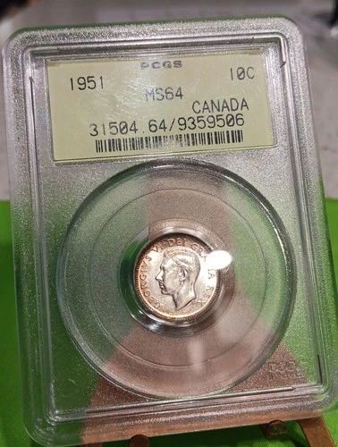 Canada 1951 Dime Certified PCGS MS64