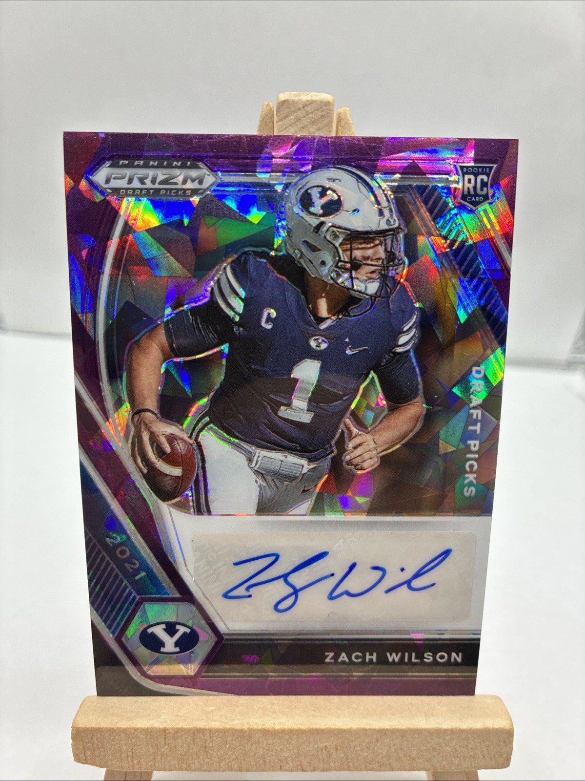 Zach Wilson Panini Prizm Draft Picks Draft Picks Autographs #DPAZWL Purple Ice