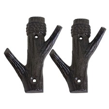 2 PCS Decorative Cast Iron Tree Branch Wall Hook Rustic Coat Hanger Antique
