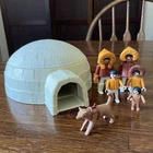 Vintage Playmobil Igloo Eskimo Inuit Family Figures & Dog Play Set 3465 Geobra