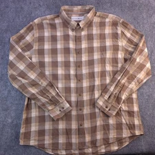 The Normal Brand Shirt 2XL Brown Plaid Long Sleeve Button Up Cotton