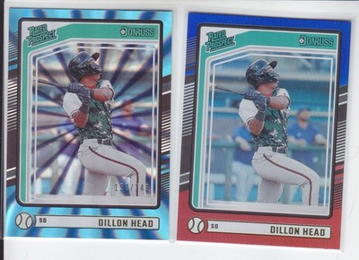 2 - 2024 Donruss DILLON HEAD Carolina Blue Laser /249 + Red Blue Foil Padres 178