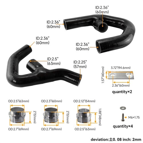 Silicone Turbo Intercooler Pipe Hose For Golf MK5 MK6 GTI 2.0 FSi W/Adapters - Picture 13 of 17