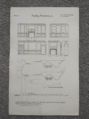 Room Elevation 26 Hatton Garden, London ''Skinner's Ward'' - Antique Print - 1907
