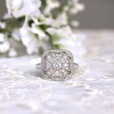 1/2Ct White Round Cut CZ Vintage Halo Engagement Ring 925 Sterling Silver