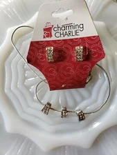 Charming Charlie Necklace Earrings Set Silvertone Fashion Jewelry