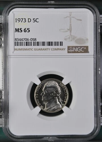 1973-D Jefferson nickel graded by NGC MS65