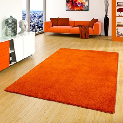 Hochflor Shaggy Teppich Palace Orange in 24 Größen