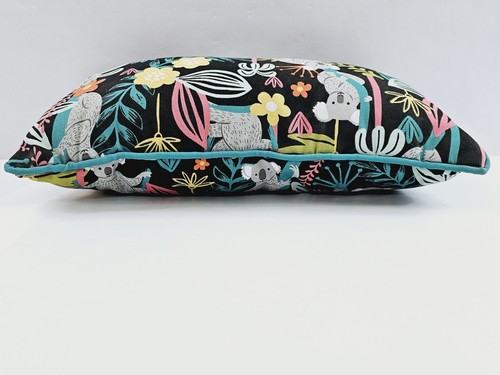 Hampton Bay Outdoor Lumbar Throw Pillow Rectangular 19x11 Koala Black & Teal New - Picture 6 of 9
