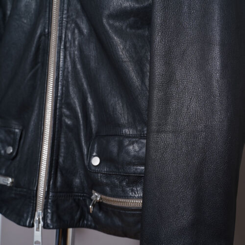 ALL SAINTS Leather Jacket XS Mens Black Biker Bomber Punk Rock BELMONT Celebrity - Picture 14 of 19