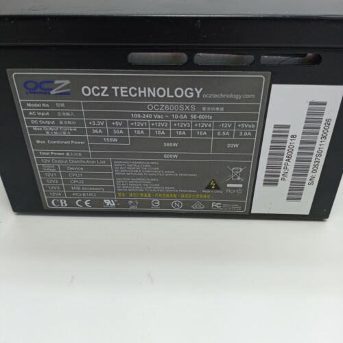 OCZ OCZ600SXS 600W Power Supply - Picture 2 of 4