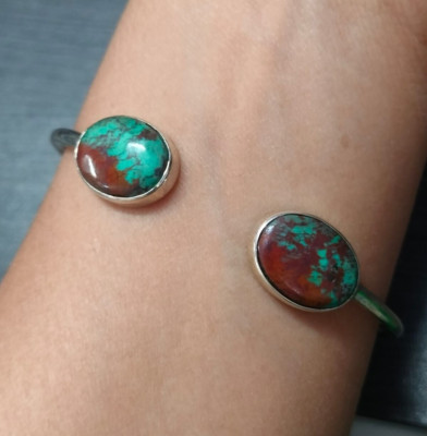 Sonnenaufgang Sonora Jaspis Manschette Armreif Armband massiv Sterling Silber...