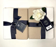 2 NEW Cremieux Twin Bedskirts Cotton Chambray  Khaki - 39" MSRP $138