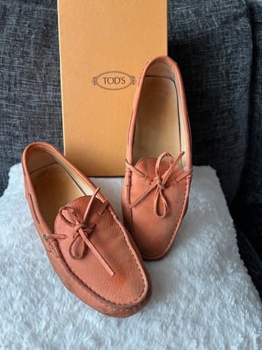 Tod's Naranja Gamuza Mocasines Zapatos de Conducción Mocasines Planos, EUR Talla 40