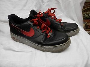 nike air force 1 black red swoosh