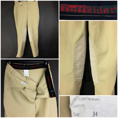 Tuff Rider Womens 34 (34 in Waist) Biege Aerocool Knee Patch Equestrian Breeches