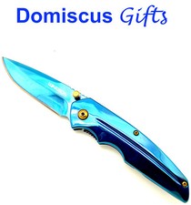 8" NEW WARTECH Stainless ICE Blue MIRROR Finish POCKET KNIFE Folding Knives