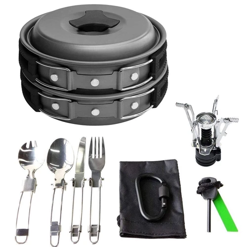 Outdoor Camping Cookware Cooking Equipment Mess Kit Backpacking Gear Hiking Pan