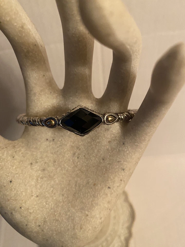 Brazalete Jai de plata de ley y oro de 14kt piedra de ónix Foto 4 de 4