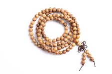6MM 108 Pcs White Qinan Sandalwood Mala Beads Vietnam Natural Round Beads 27"