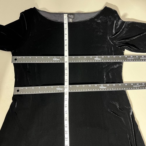 Eileen Fisher Kleid Damen klein schwarz Samt Midi Seidenmischung A-Linie Whimsigoth - Bild 10 von 11
