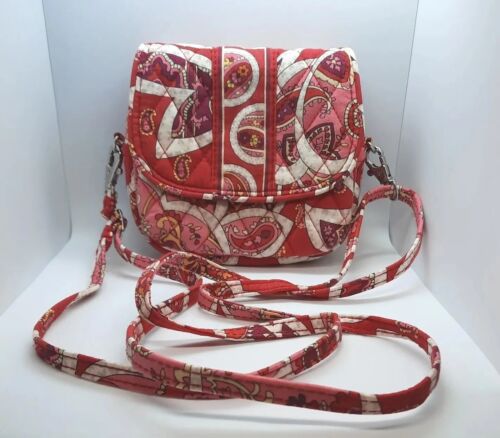 Vera Bradley ROSY POSIES Red Pink Retired Cross Body Little Hipster Purse Bag