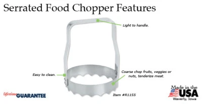 Rada Kwik Kut Food Chopper box R115s SS Serrated blade S/S metal USA Made w/box