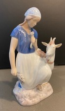 Bing & Grondahl B & G Porcelain #2180 Copenhagen Denmark Girl with Goat Figurine