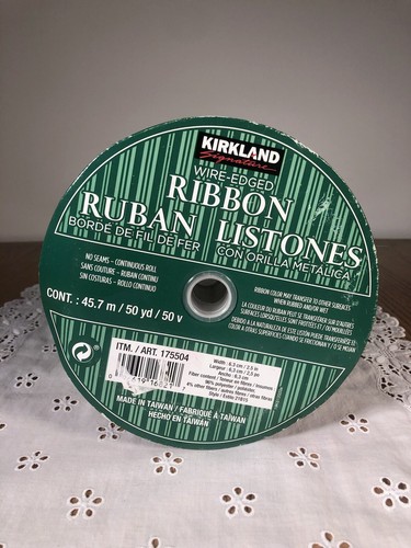 Christmas Poinsettia Sparkly Wire Edged Ribbon 50 Yards By Kirkland Signature - Picture 4 of 5