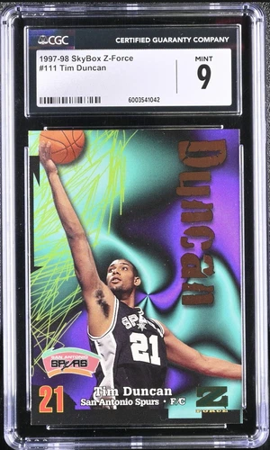 1997 Skybox Z-Force Tim Duncan Spurs #111 Rookie CGC 9 (HOF 2020)