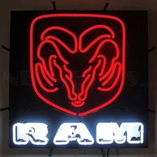 Ram Red Neon Sign With Backing  5RAMBK w/ FREE Shipping 