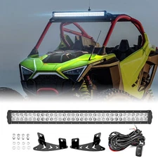 WEISEN 32" Straight LED Light Bar Upper Roof Mount Wire For Polaris RZR Pro R