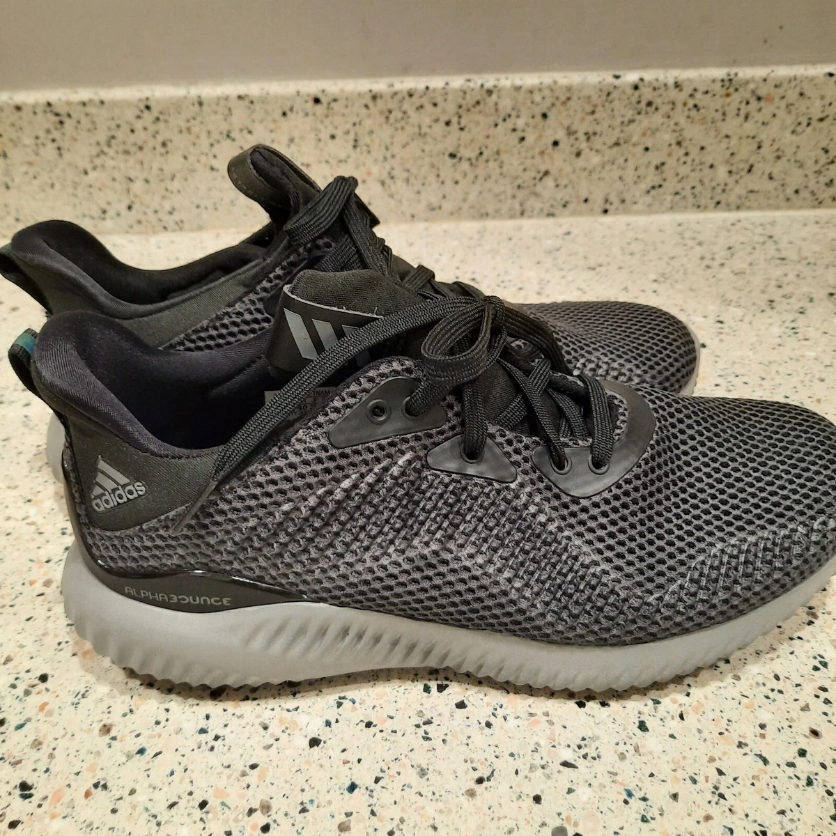 Adidas Womens Alphabounce Running Shoes Sneakers Size 8 Black
