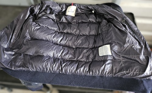Vtg Y2K Moncler Navy Blue Down Fill Puffer Hooded Jacket Zipper & Button Size 0 - Picture 10 of 23