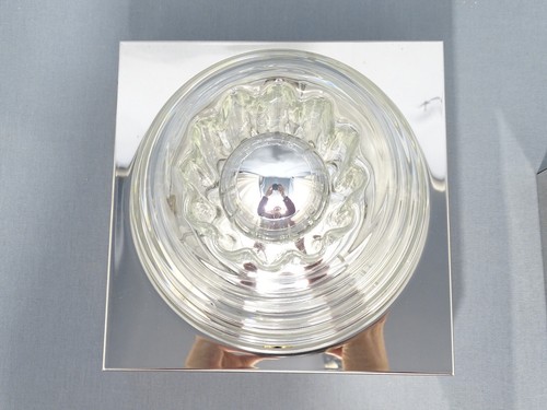 Zwei sehr seltene Kaiser Wandleuchten Deckenleuchten Chrom Glas - Picture 8 of 11