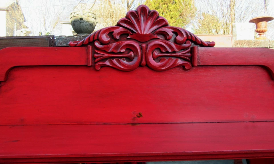 Antiguo Victoriano Antiguo de Lujo Rojo Urbano BOHO CHIC Decoración Buffet Espejo Soporte Foto 3 de 4