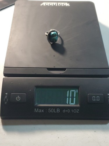 Vintage Handmade Silver And Turquoise Nugget Bezel Ring Sz 10 - Picture 10 of 11