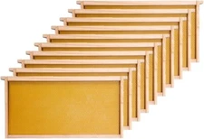 Deep or Brood Bee Hive Frames and Wax Foundations 10 Pack Honey With100% Beeswax