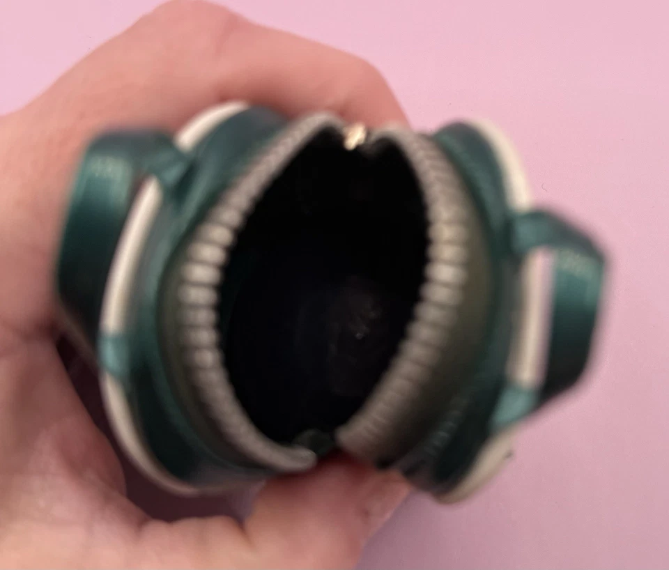 Vintage Mini Bowling Bag Small Coin Purse Vinyl Green White W/Ball - Image 3 of 4