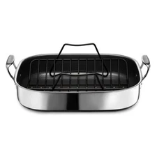 HexClad Hybrid Nonstick Roasting Pan with Rack, Dishwasher-Friendly, Oven-Saf...