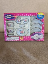 Porcelain Child  s Tea Set 13 Piece Rose Pattern Vintage Original Box