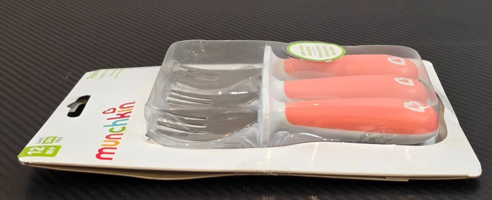 Munchkin Raise Toddler Fork Set 12+ Months BPA Free Light Pink 3 Pack - Image 4 of 4