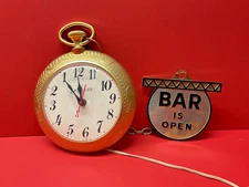 Vintage Spartus Corp. Bar Is Open/Closed Backwards Wall Clock