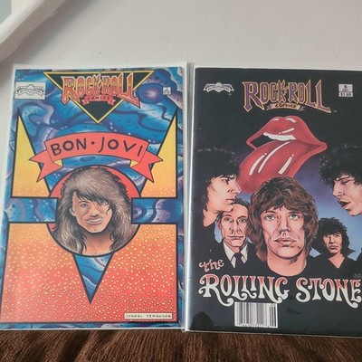  Rock  N  Roll Comics x 2 - Vol.1 #6 comic Rolling Stones &  #3 Bon Jovi VGC.   