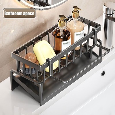 No-Drill Kitchen Sink Rack | Drainage Shelf & Organizer for Sponges/Rags 