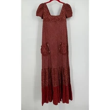 Young Edwardian Womens 70s Milkmaid Maxi Dress Size 5 Prairie Tiered Boho