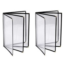 2PCS Menu Covers 8.5" x 11" 2 pack 4 page / 8 view - x 11", black