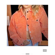 Sz L POL Orange Corduroy Crop Jacket 100 cotton